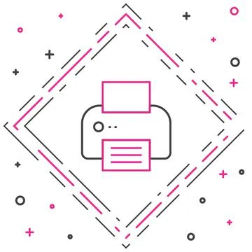 Line Printer icon isolated on white background. Colorful outline concept. Vector 스톡 일러스트