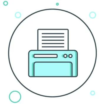 Line Printer icon isolated on white background. Colorful outline concept. V.. 库存插图