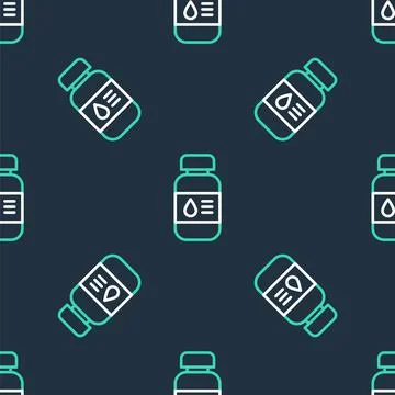 Line Printer ink bottle icon isolated seamless pattern on black background Stock Illustration