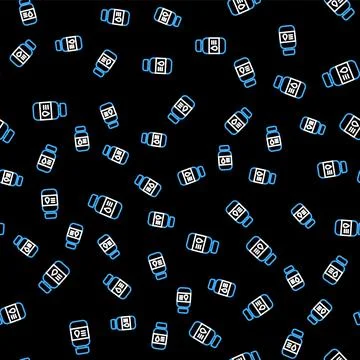 Line Printer ink bottle icon isolated seamless pattern on black background Stock Illustration