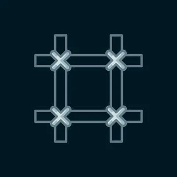 Line Prison window icon isolated on black background. Flat filled outline s.. Stock Illustration