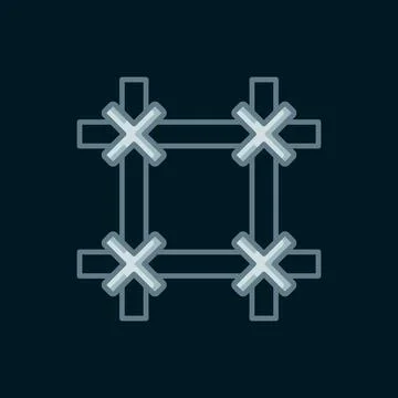 Line Prison window icon isolated on black background. Flat filled outline s.. Stock Illustration