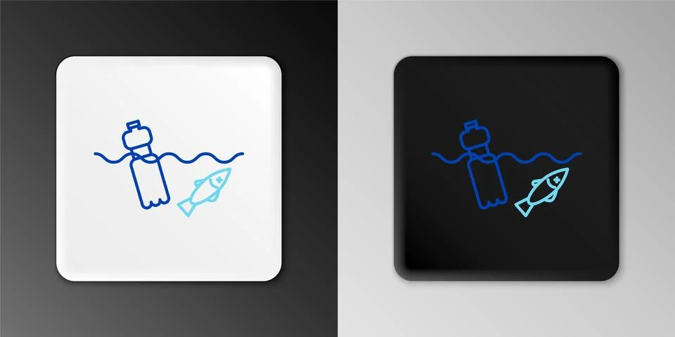 Line The problem of pollution of the ocean icon isolated on grey background. The Stock Illustration