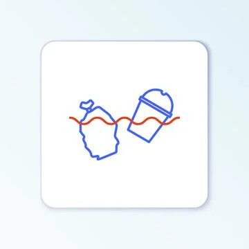 Line The problem of pollution of the ocean icon isolated on white background Stock Illustration