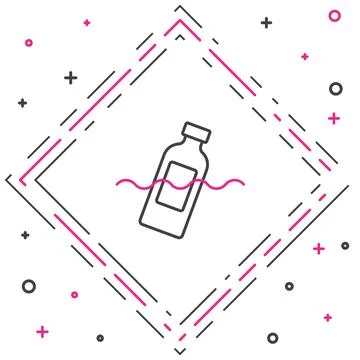 Line The problem of pollution of the ocean icon isolated on white background Illustrazione stock