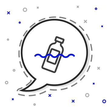 Line The problem of pollution of the ocean icon isolated on white background Illustrazione stock