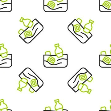 Line The problem of pollution of the ocean icon isolated seamless pattern on Stock Illustration