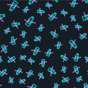 Line The problem of pollution of the ocean icon isolated seamless pattern o.. Stock Illustration