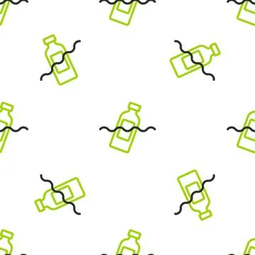 Line The problem of pollution of the ocean icon isolated seamless pattern on  Illustrazione stock