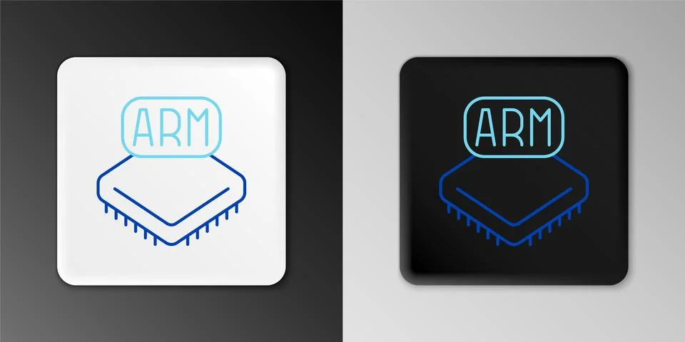 Line Processor icon isolated on grey background. CPU, central processing unit Illustrazione stock