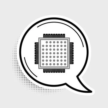 Line Processor icon isolated on grey background. CPU, central processing unit イラスト素材