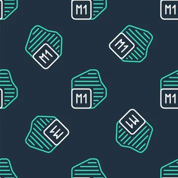 Line Processor icon isolated seamless pattern on black background. CPU, central Stock Illustration