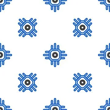 Line Processor icon isolated seamless pattern on white background. CPU, central Illustrazione stock