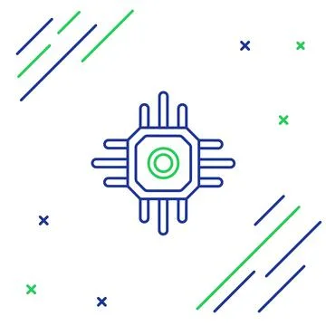 Line Processor icon isolated on white background. CPU, central processing unit Illustrazione stock