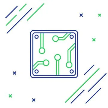 Line Processor icon isolated on white background. CPU, central processing unit Illustrazione stock