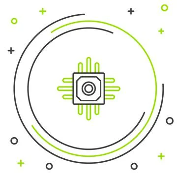 Line Processor icon isolated on white background. CPU, central processing unit イラスト素材