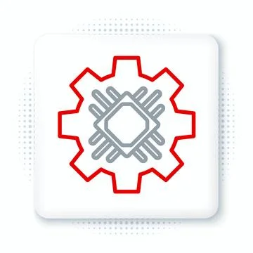 Line Processor icon isolated on white background. CPU, central processing u.. Stock Illustration