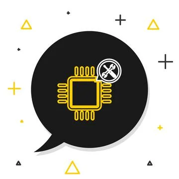 Line Processor with screwdriver and wrench icon isolated on white background Stock Illustration