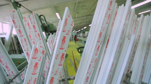 Line production of plastic windows. Stock Footage 114887880