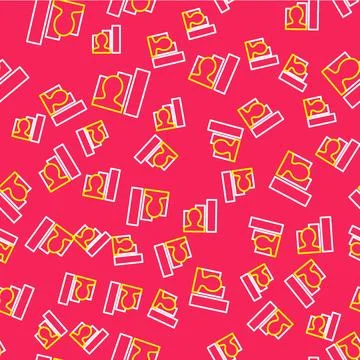 Line Productive human icon isolated seamless pattern on red background. Ide.. 스톡 일러스트