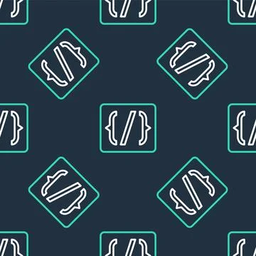Line Programming language syntax icon isolated seamless pattern on black イラスト素材