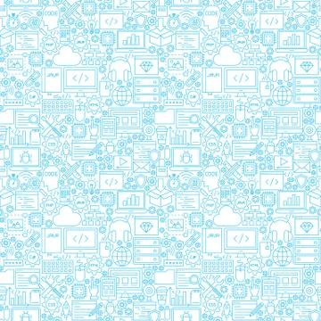 Line Programming White Seamless Pattern Illustrazione stock