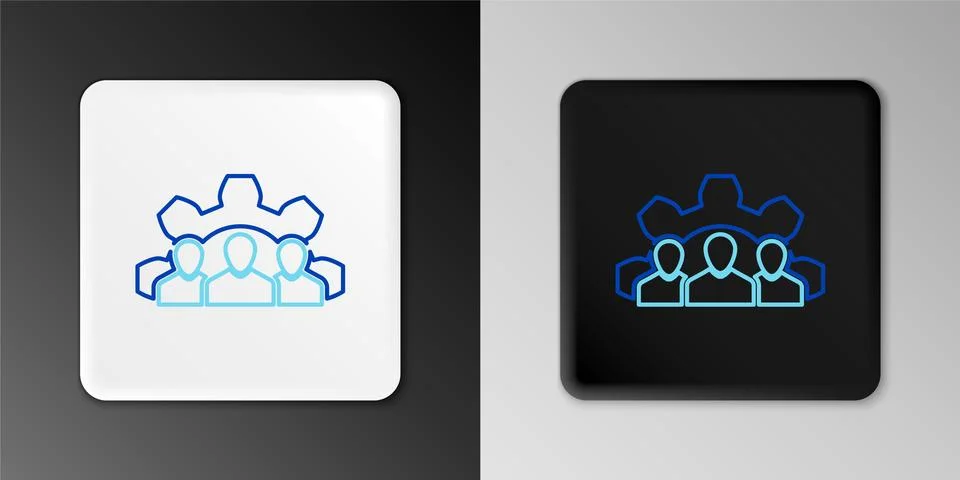 Line Project team base icon isolated on grey background. Business analysis and イラスト素材