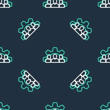 Line Project team base icon isolated seamless pattern on black background 스톡 일러스트