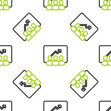 Line Project team base icon isolated seamless pattern on white background Stock Illustration