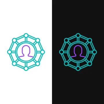 Line Project team base icon isolated on white and black background. Business Stock Illustration