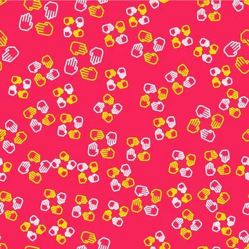 Line Project team base icon isolated seamless pattern on red background Stock Illustration