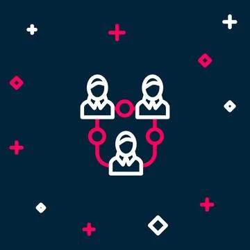 Line Project team base icon isolated on blue background. Business analysis and 스톡 일러스트