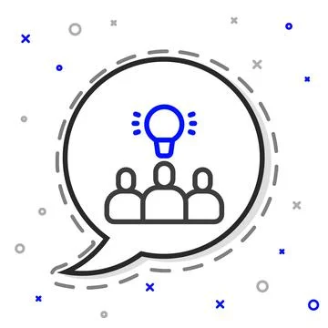 Line Project team base icon isolated on white background. Business analysis and Illustrazione stock