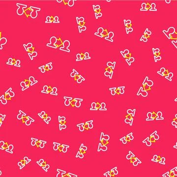 Line Project team base icon isolated seamless pattern on red background Stock Illustration