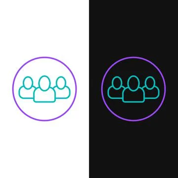 Line Project team base icon isolated on white and black background. Business Stockillustratie
