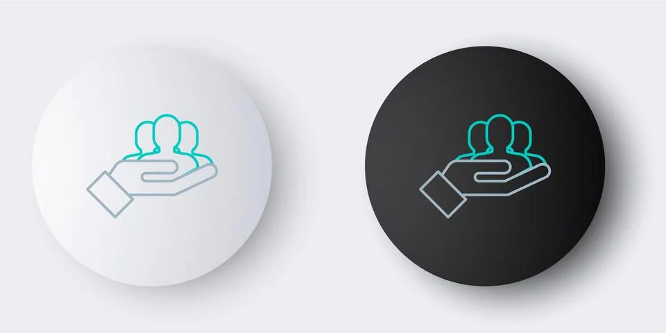 Line Project team base icon isolated on grey background. Business analysis and Illustrazione stock