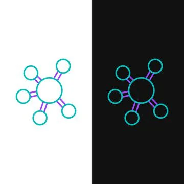 Line Project team base icon isolated on white and black background. Business Illustrazione stock