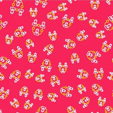 Line Project team base icon isolated seamless pattern on red background Stock Illustration