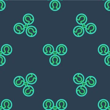 Line Project team base icon isolated seamless pattern on blue background 스톡 일러스트