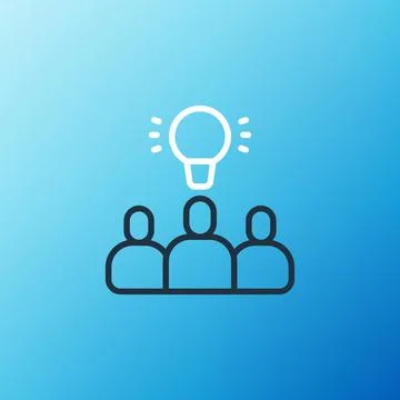 Line Project team base icon isolated on blue background. Business analysis and 스톡 일러스트