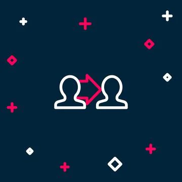 Line Project team base icon isolated on blue background. Business analysis and Stock Illustration