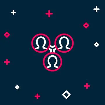 Line Project team base icon isolated on blue background. Business analysis and Illustrazione stock