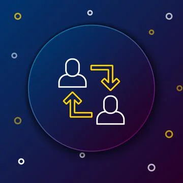 Line Project team base icon isolated on blue background. Business analysis and Illustrazione stock