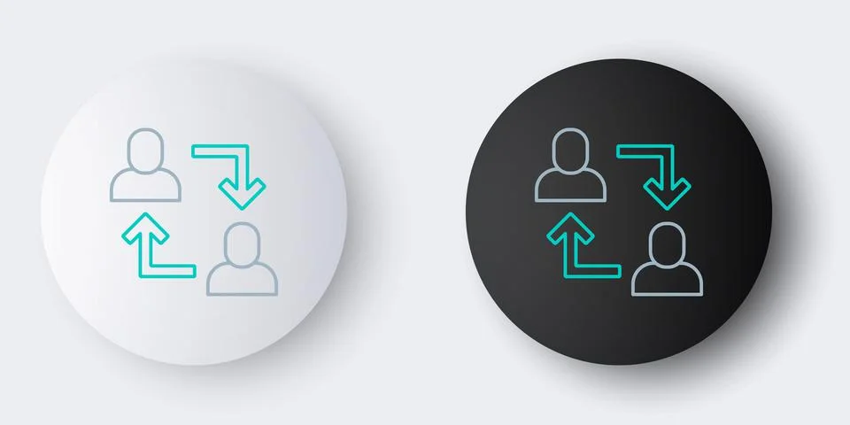 Line Project team base icon isolated on grey background. Business analysis and Illustrazione stock