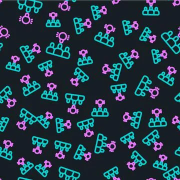 Line Project team base icon isolated seamless pattern on black background Illustrazione stock