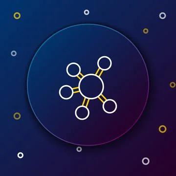 Line Project team base icon isolated on blue background. Business analysis and Stockillustratie