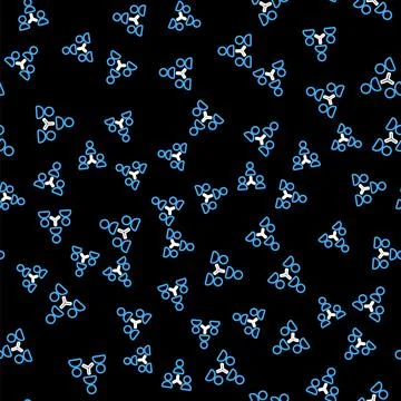 Line Project team base icon isolated seamless pattern on black background Stock Illustration