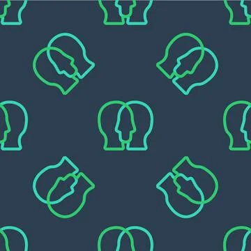 Line Project team base icon isolated seamless pattern on blue background Illustrazione stock