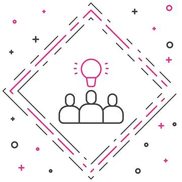 Line Project team base icon isolated on white background. Business analysis and Stock Illustration