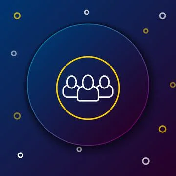 Line Project team base icon isolated on blue background. Business analysis and Illustrazione stock